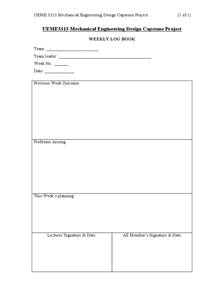 UEME 3313 Mechanical Engineering Log | PDF