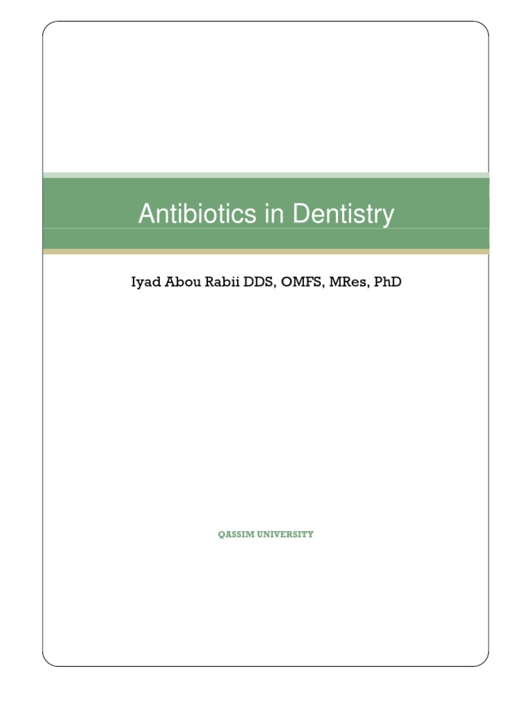 Antibiotics Use in Dentistry PDF Topical Medication Infection