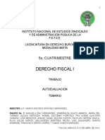 Derecho Fiscal I 5o. C. Autoevaluacion Temario Equipo 1 12042014 Estudiar