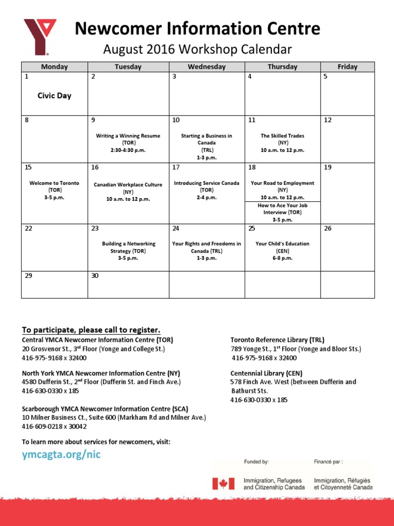 NIC Monthly Event Calendar PDF