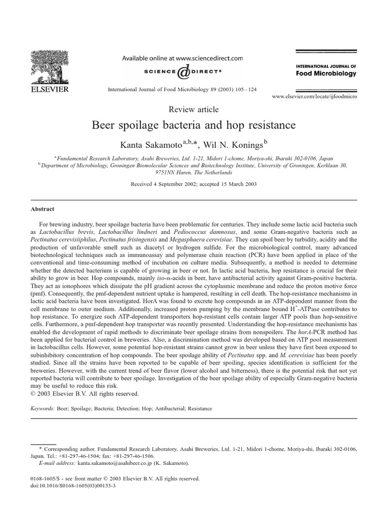 Beer Spoilage Bacteria and Hop Resistance Lactobacillus Bacteria