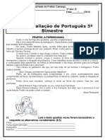 Avaliação de Português 3º Ano 3º Bimestre