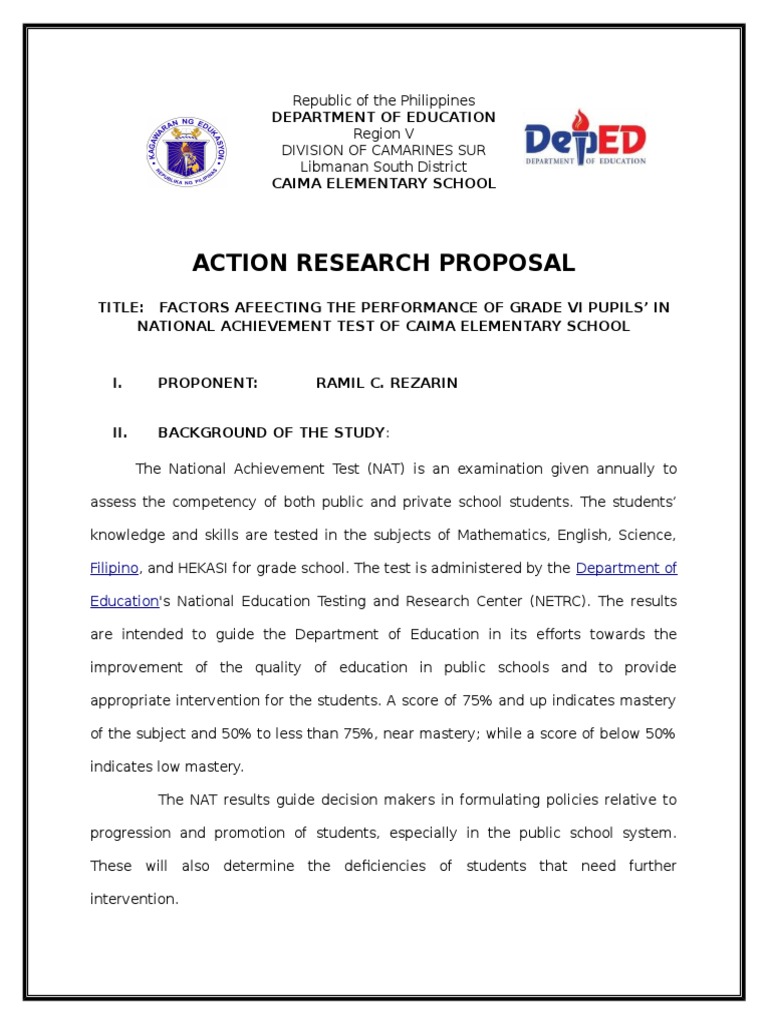 action research proposal deped template