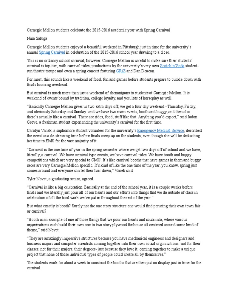 Cmu Spring Carnival PDF Carnegie Mellon University