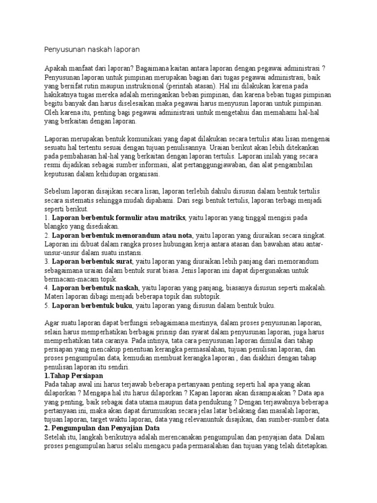 Penyusunan Naskah Laporan