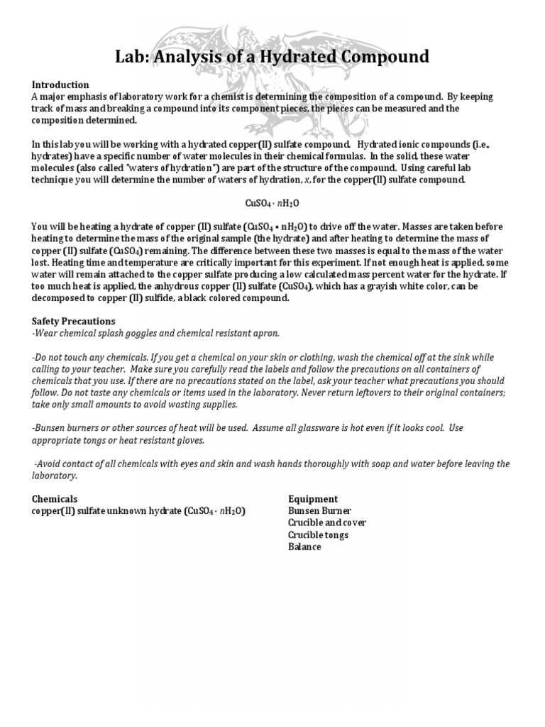 Hydrates lab answers image