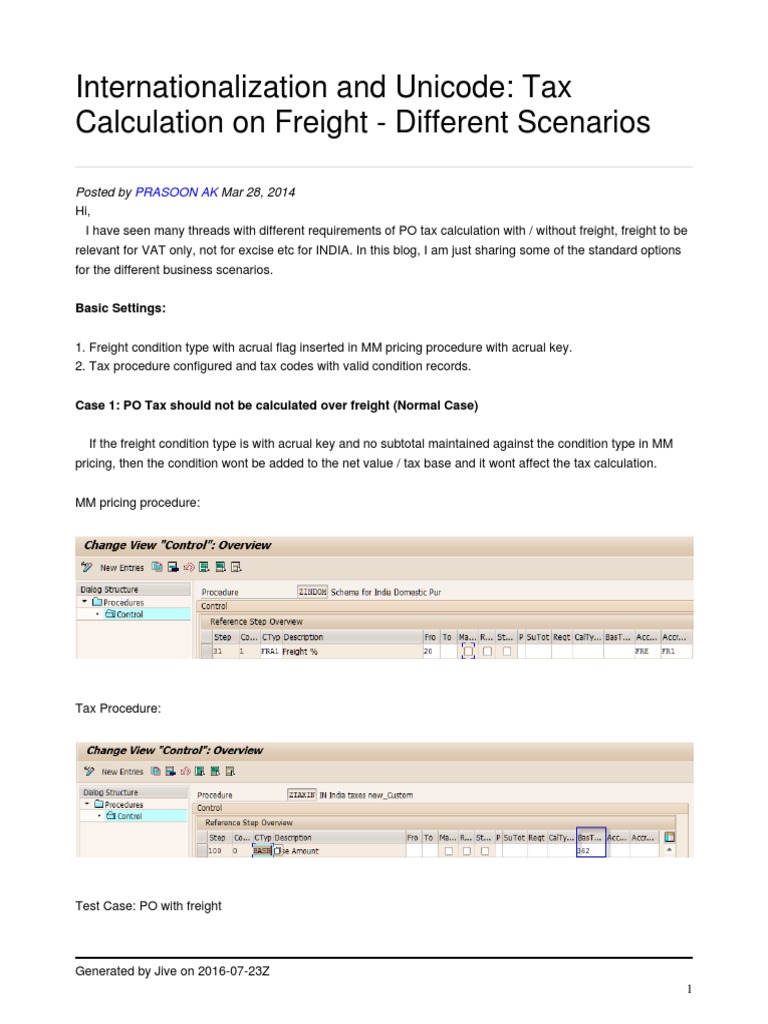 Tax Calculation On Freight Different Scenarios PDF Value Added Tax
