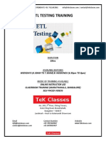 ETL Testing Training Course Content