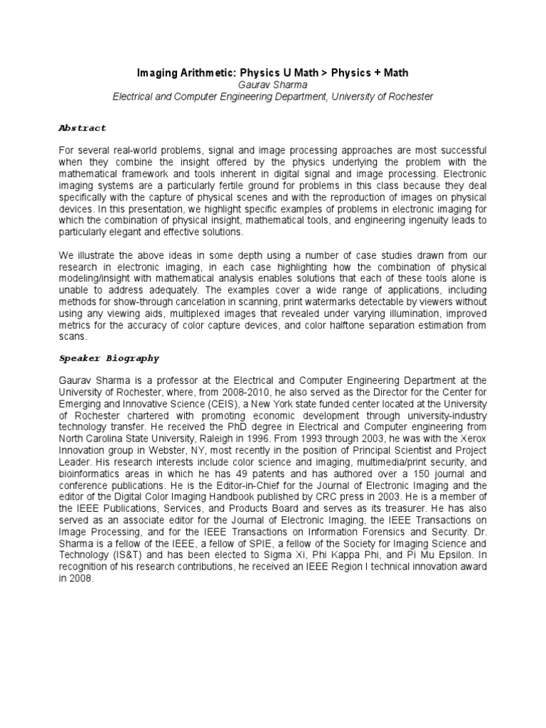 Physics & Math in Image Processing | PDF | Institute Of Electrical And ...