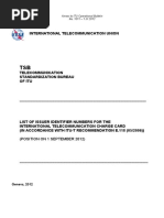 List of Issuer Identifier Numbers For The International Telecommunication Charge Card