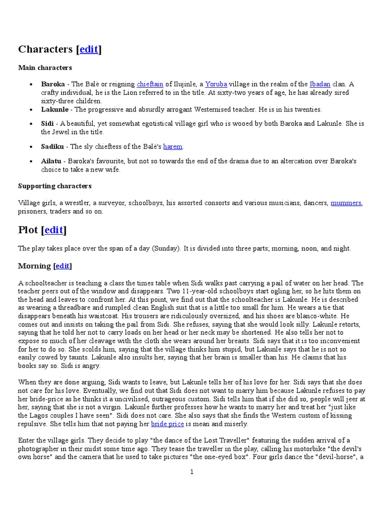 The Lion and the Jewel Summary