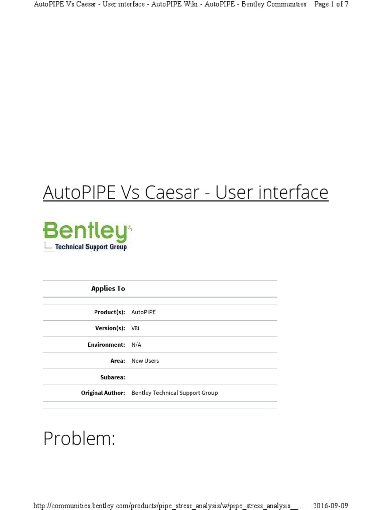 Caesar II Vs AutoPipe PDF Wiki Software