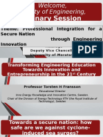 Plenary Session: Welcome, Faculty of Engineering