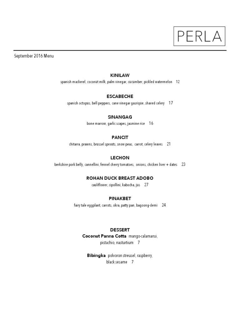 September 2016 Menu Highlights | PDF | Pickling | Cuisine