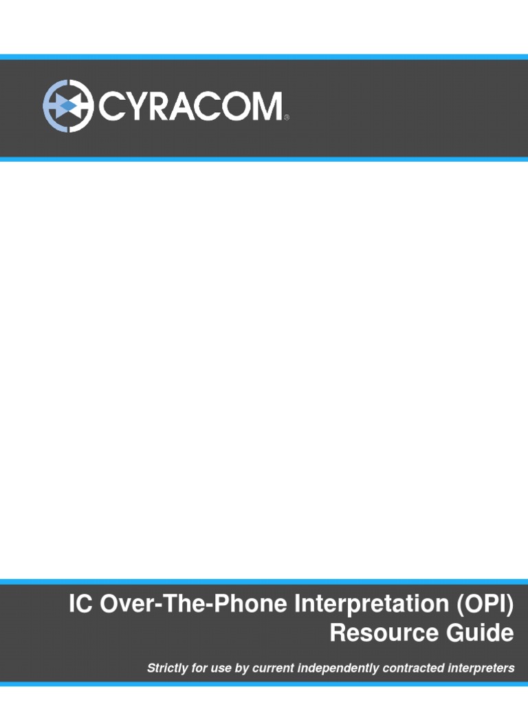 Over-The-Phone Interpretation (OPI) Interpreter Resource Guide | PDF |  Health Insurance Portability And Accountability Act | Semiotics