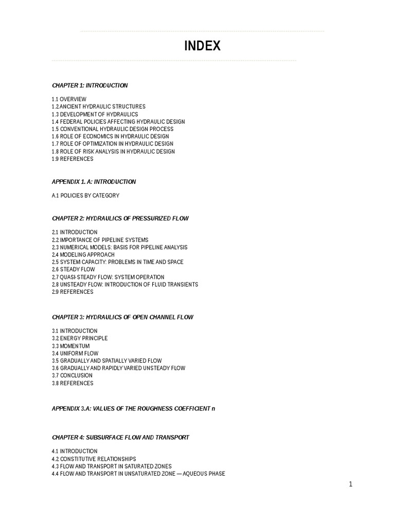 Indice Design Hydraulics May Larry PDF Spillway Pump