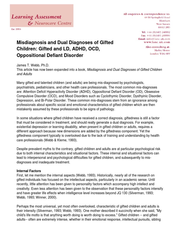 Gifted Ld Misdiagnosed And Misunderstood >> Misdiagnosis And Dual Diagnoses Of Gifted Children Gifted Ld Misdiagnosed And Misunderstood >> Misdiagnosis And Dual Diagnoses Of Gifted Children