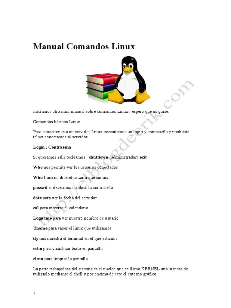 Manual de Comandos Básicos de Linux | PDF | Interfaz de línea de ...
