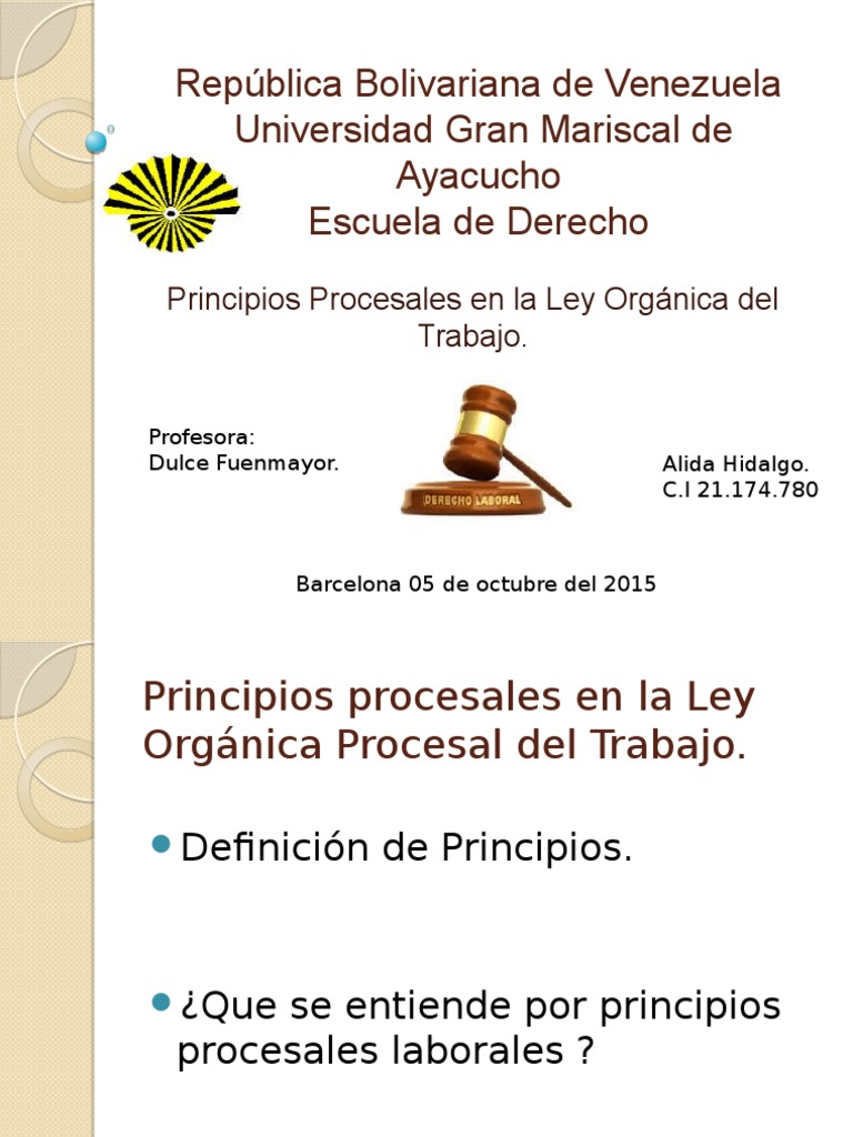 Principios Procesales en la Ley Laboral | PDF | Ley procesal | Derecho ...