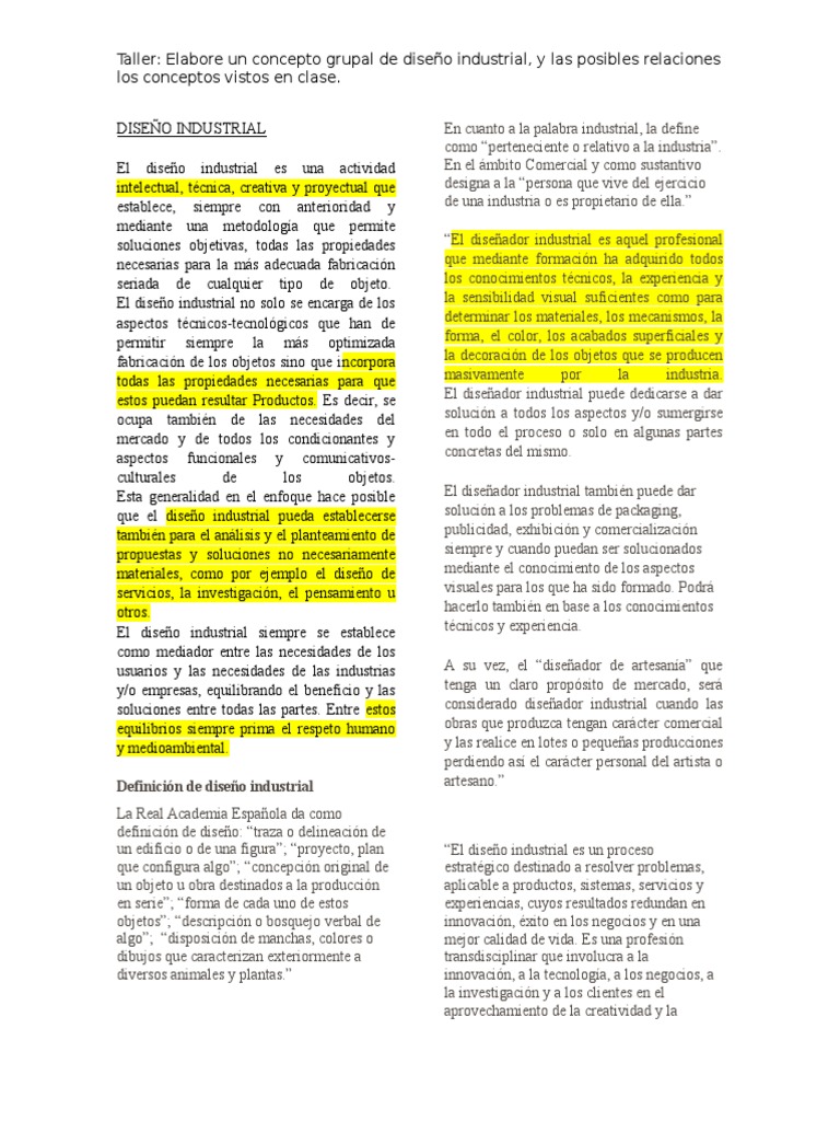 Definicion Diseno Industrial Pdf Diseno Industrias