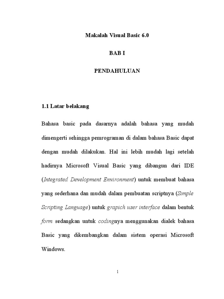 Makalah Visual Basic 6 Makalah Pemrograman Visual Basic 6.0
