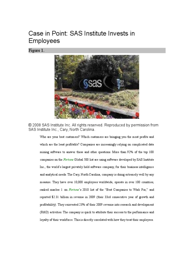 Case 1 Sas Institute Pdf Employee Benefits Employment