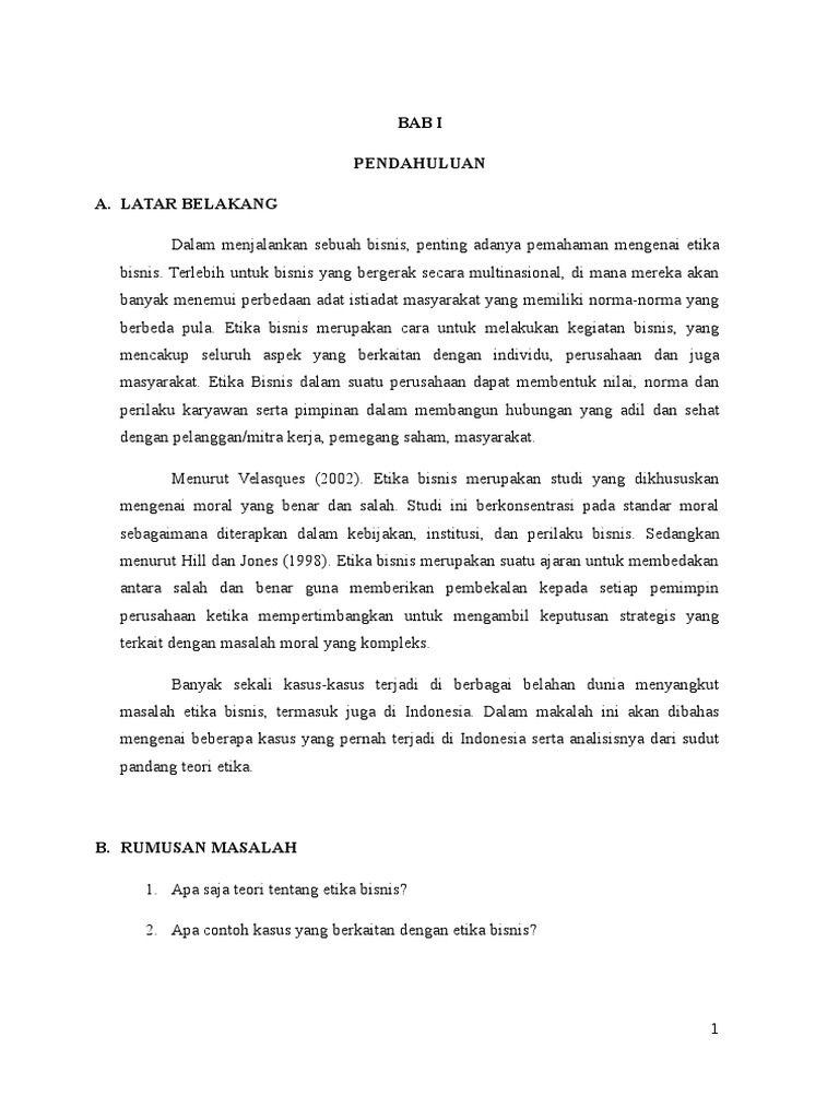 Kasus Etika Bisnis