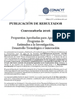 Publicacion de Resultados Convocatoria PEI 2016