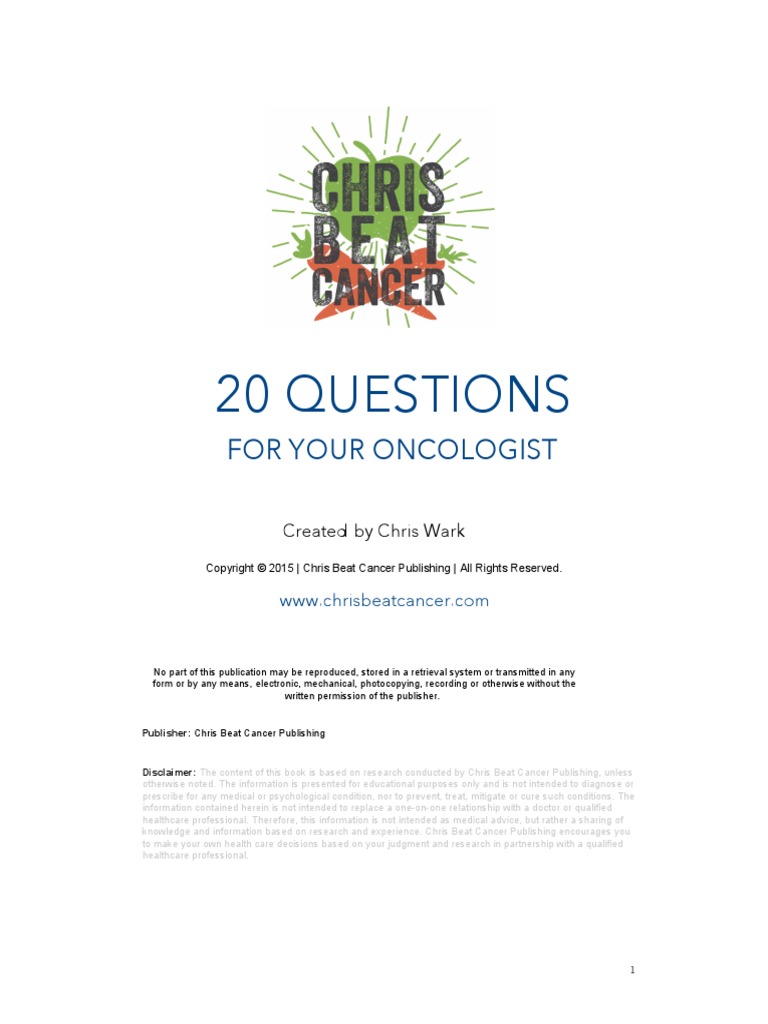 20 Questions For Your Oncologist | PDF | Chemotherapy | Obesity