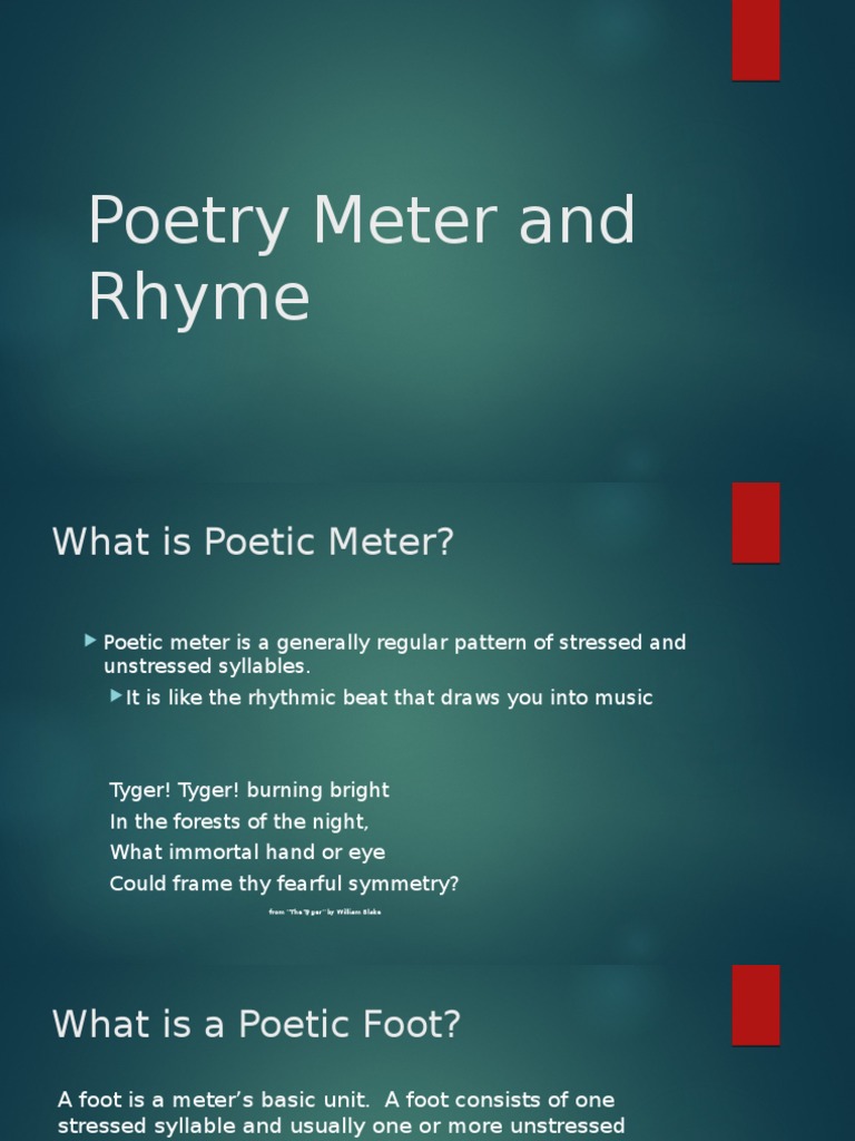 Poetry Meter and Rhyme PDF Metre (Poetry) Poetry