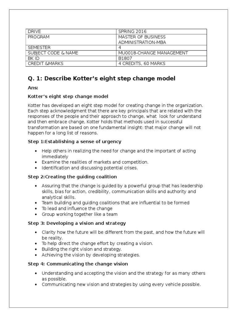 Q A On Change Management | PDF | Reinforcement | Innovation