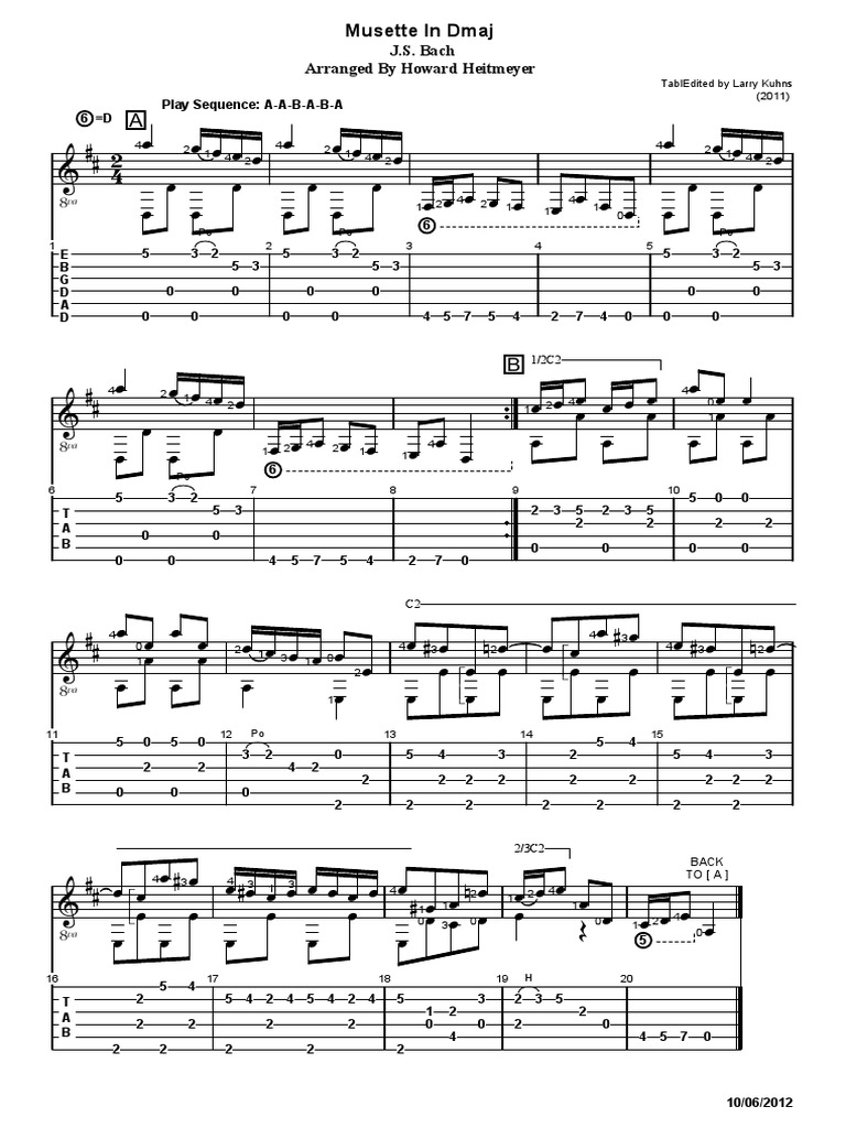 Musette in Dmaj: J.S. Bach Arranged by Howard Heitmeyer | PDF ...