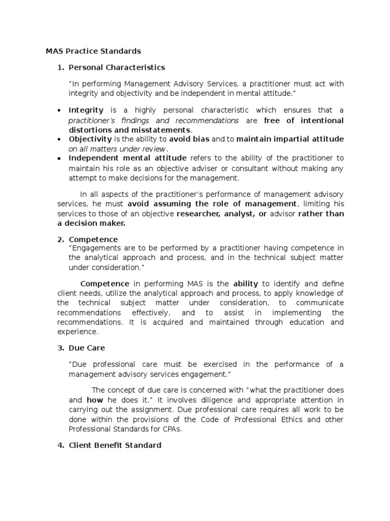 MAS Practice Standards Overview | PDF | Competence (Human Resources ...