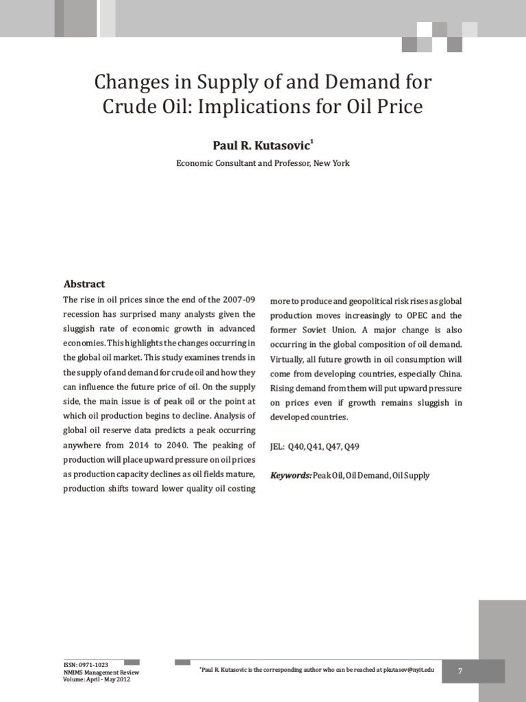 Crude Oil Supply and Demand Trends | PDF