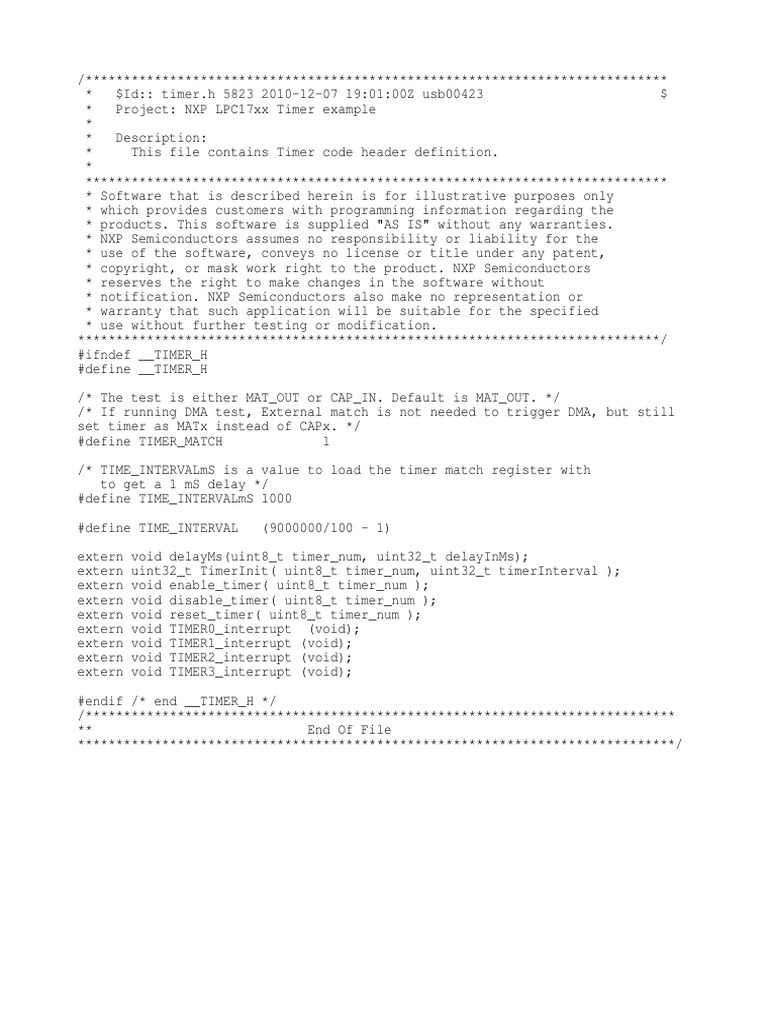 Timer.h LPC17xx Library PDF
