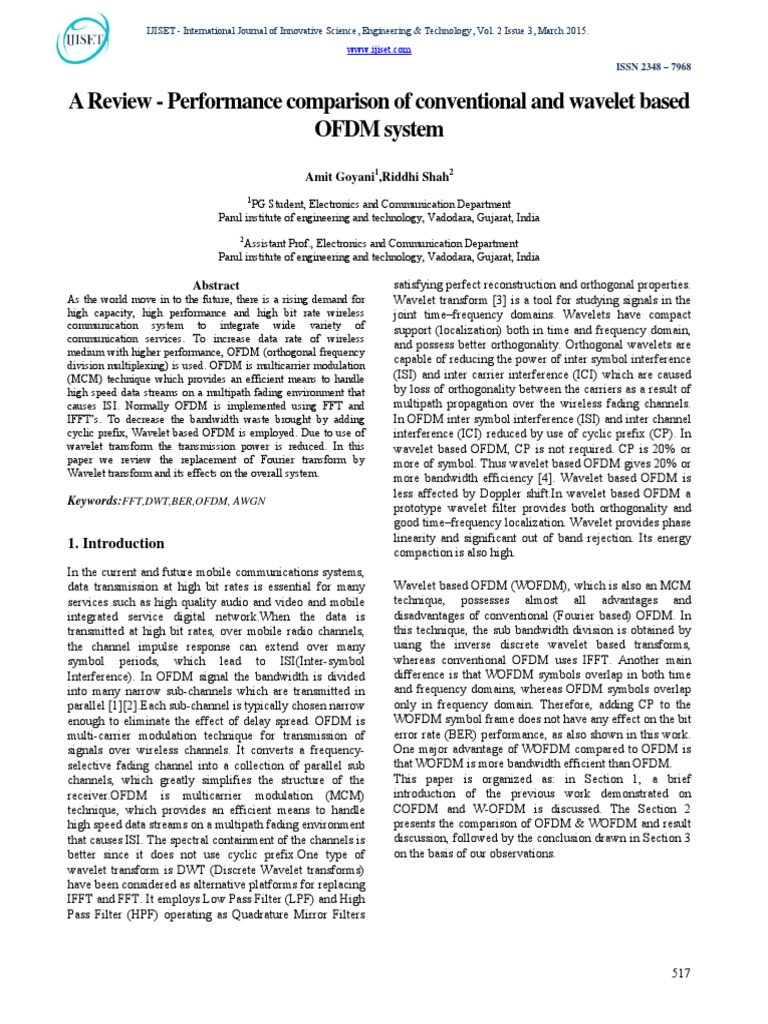 GOYANI - A Review - Performance Comparison of Conventional and Wavelet ...