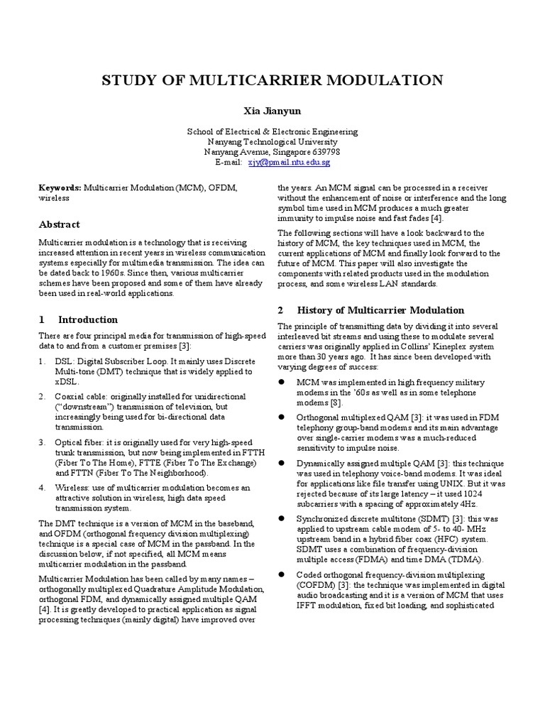 Multicarrier Modulation in Wireless Systems | PDF | Orthogonal ...
