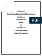 Production, Operations Management: Assignment