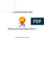 Railway and Union Budget 2016 17 PDF