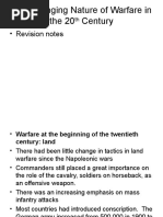 The Changing Nature of Warfare in The 20 Century: - Revision Notes