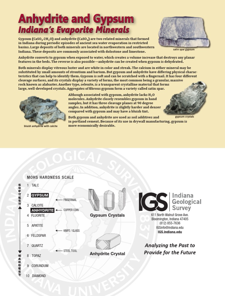 Anhydrite and Gypsum Indiana's Evaporite Minerals PDF