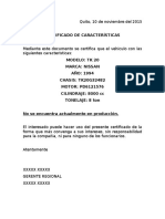 Certificado de Características