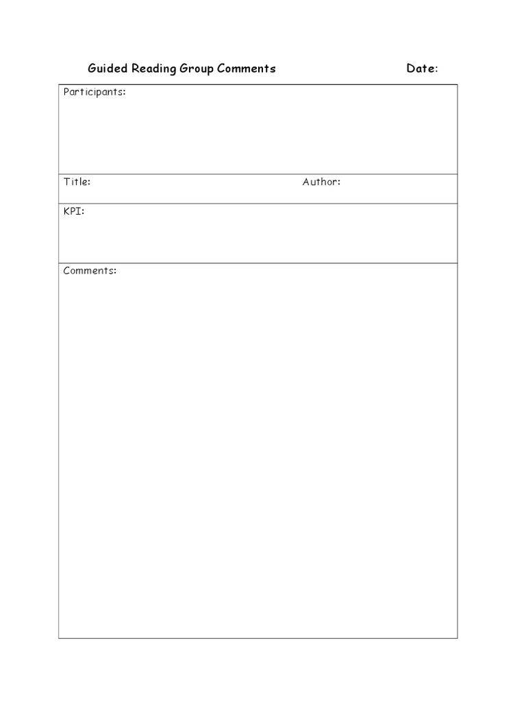 Guided Reading Group Comments Date:: Participants | PDF | Career ...
