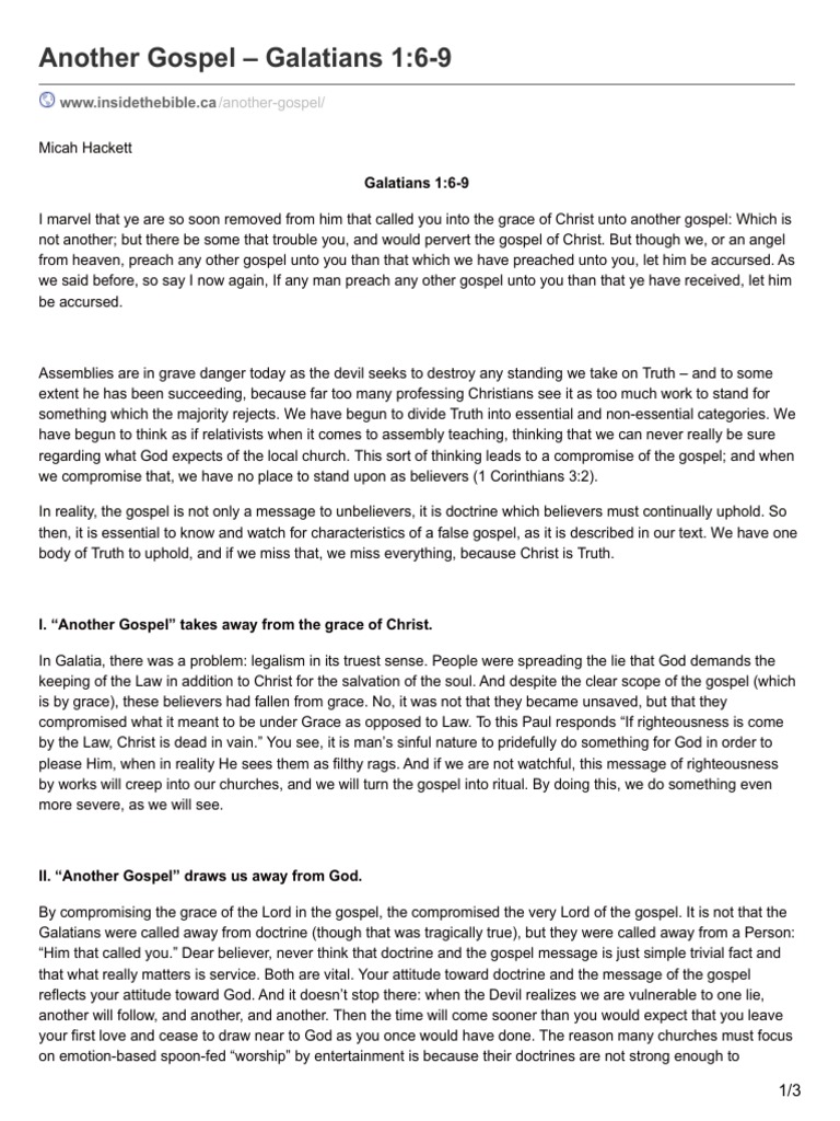 Another Gospel - Galatians 1.6-9.pdf | Grace In Christianity | The Gospel