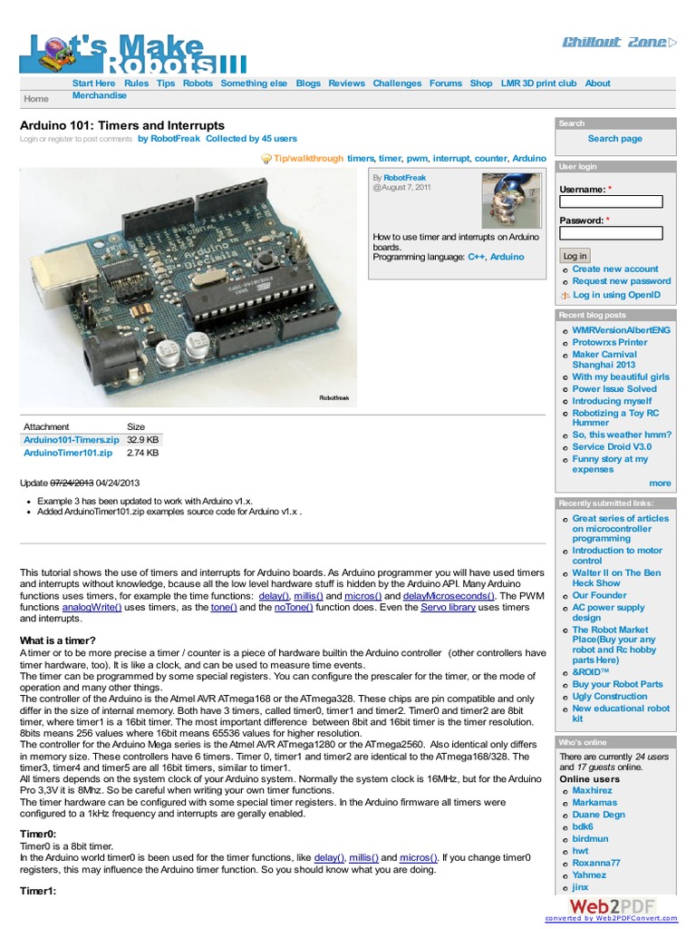 Timer Counter Arduino | PDF | Computer Engineering | Computing