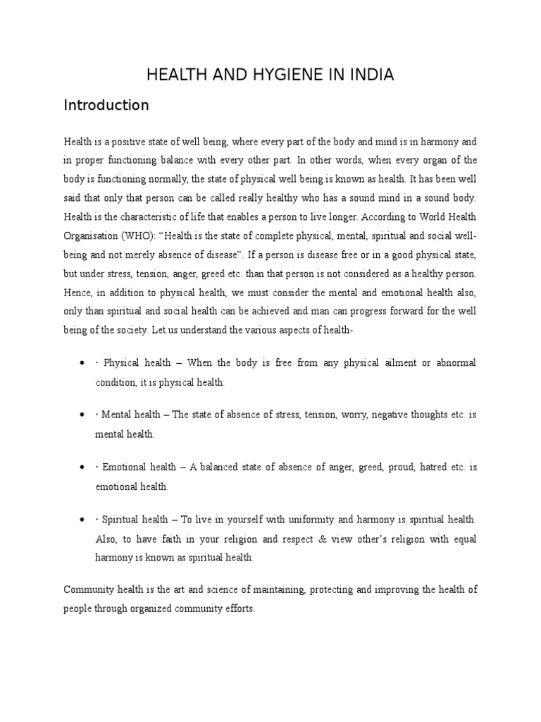 Health and Hygiene Challenges in India | PDF | Hygiene | Economics