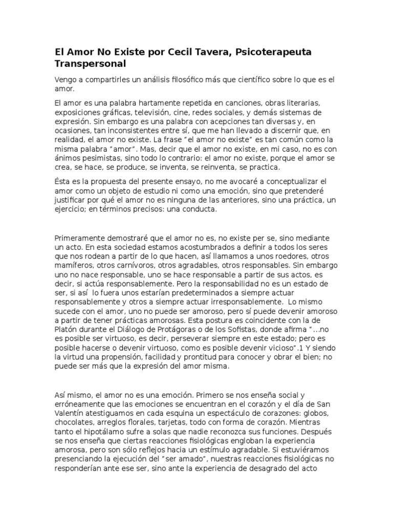 El Amor No Existe: Un Análisis Filosófico | PDF | Felicidad | Amor