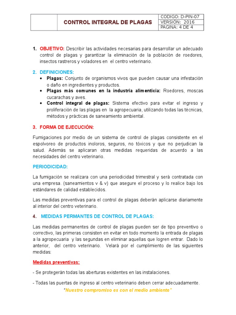 Plan de Control Integral de Plagas | PDF | Pesticida | Plaga (organismo)