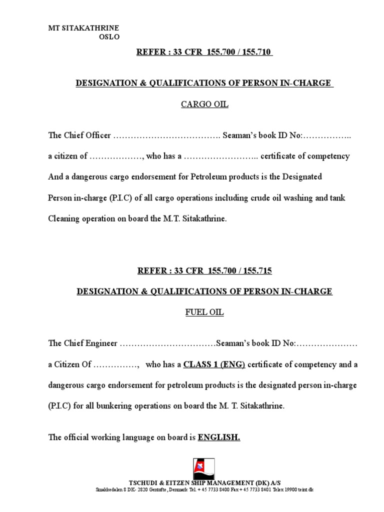 Oil Transfer Procedures Sitakathrine PDF Oil Tanker Valve