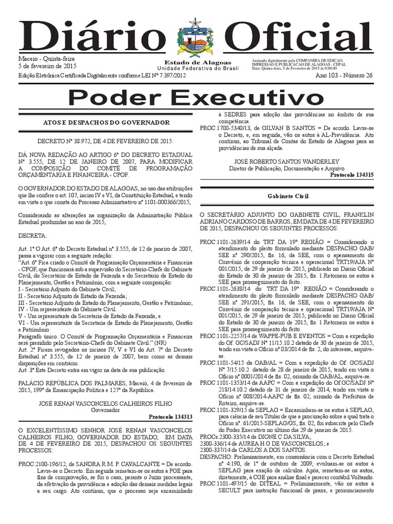 Diario Oficial de Maceió de 05/02/2015 | Polícia | Polícia Militar